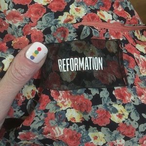 Reformation floral long sleeve mini dress